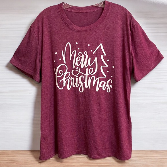 MERRY CHRISTMAS Linen & Cotton Heathered Tee XL - Picture 1 of 8